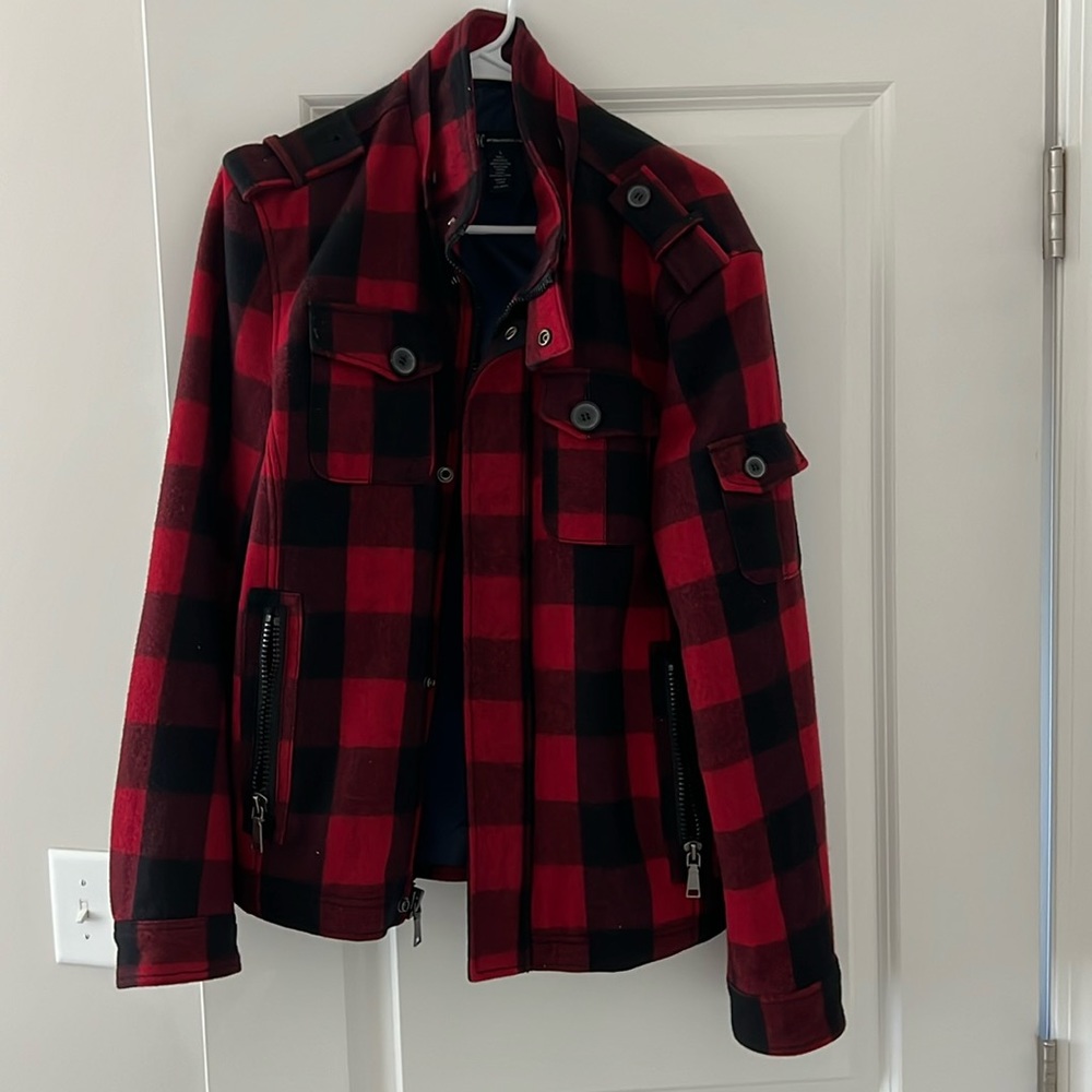 Men’s DKNY Red Flannel Jacket size Large